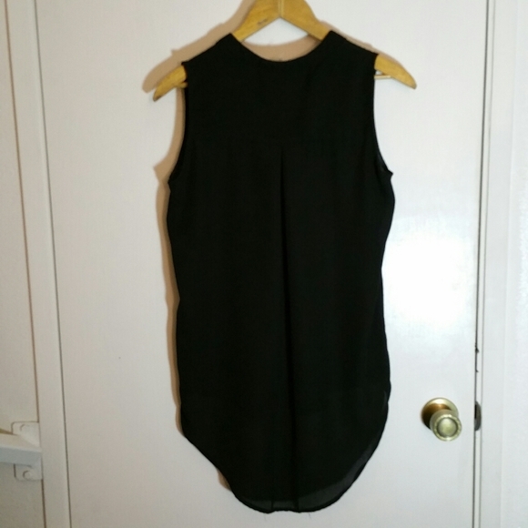 pink rose sleeveless sheer black blouse - Picture 2 of 5